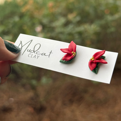 Mirrored Poinsettia Stud Earrings