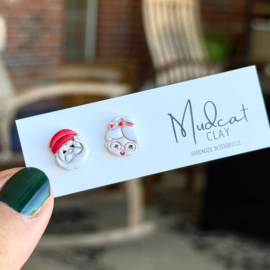 Santa & Mrs. Claus Stud Earrings