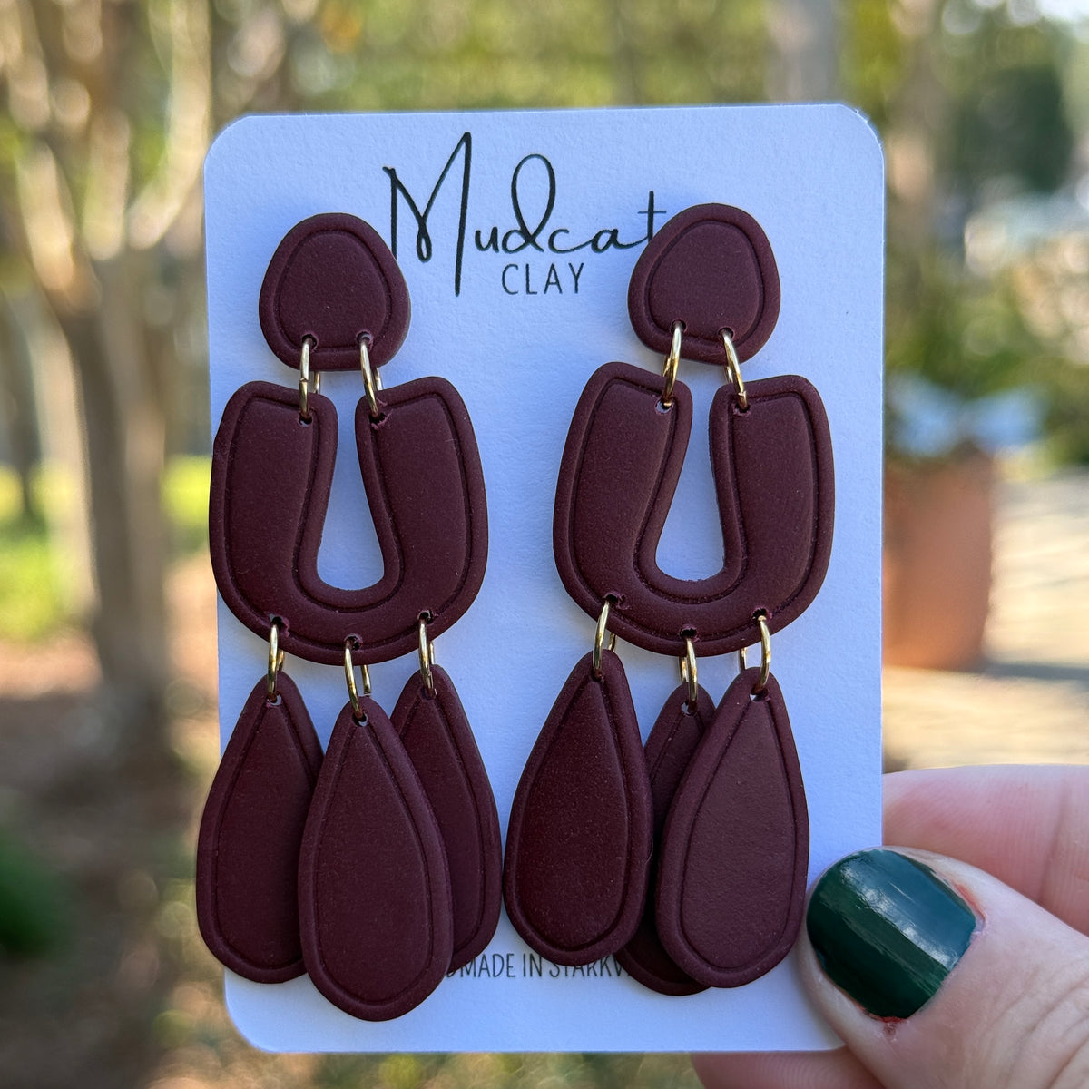 Maroon Chandelier Earrings