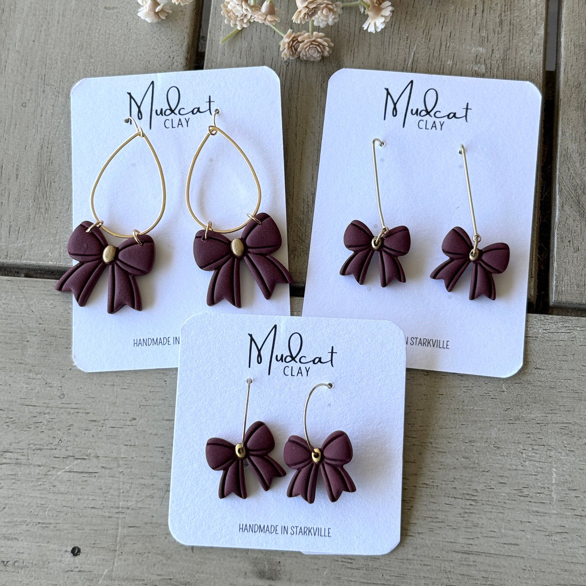 Maroon Bow Earrings | Various Designs