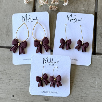Maroon Bow Earrings | Various Designs
