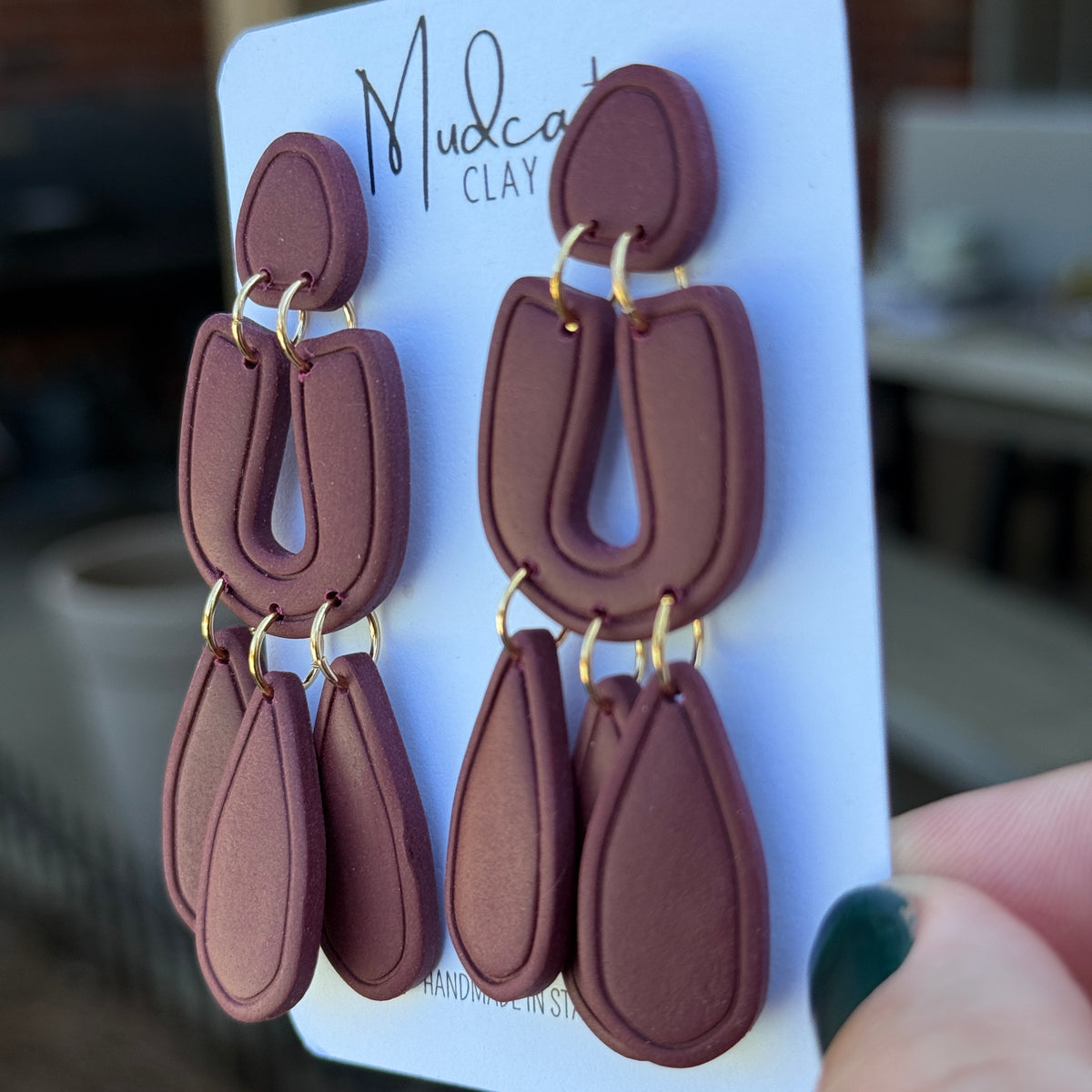 Maroon Chandelier Earrings