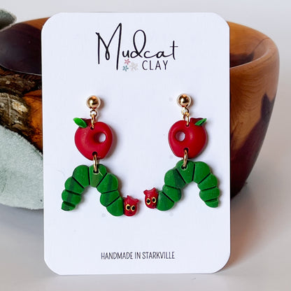 Hungry Caterpillar w/ Apple Earrings