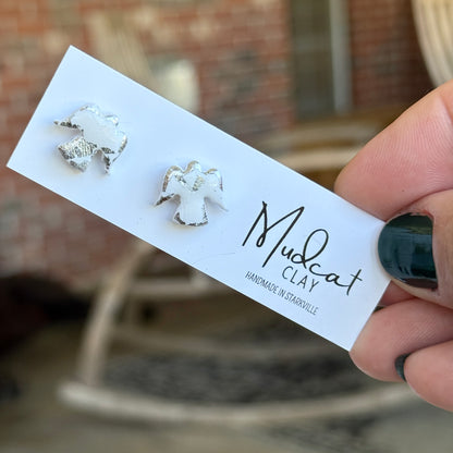 Angel Stud Earrings in Gold Leaf & Silver Leaf