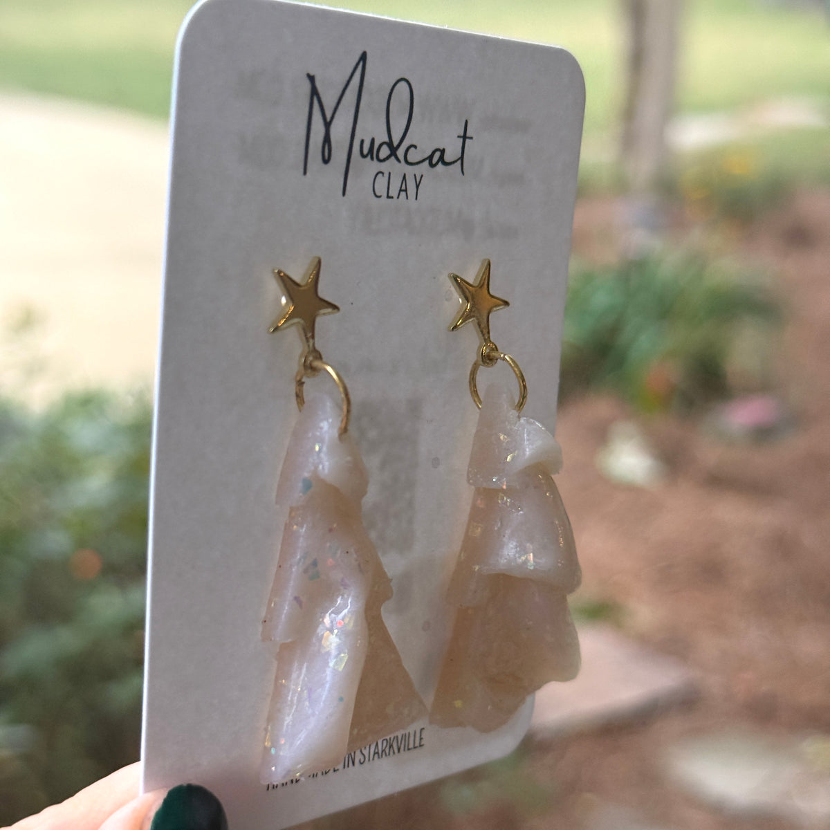 Opaque Christmas Tree Earrings