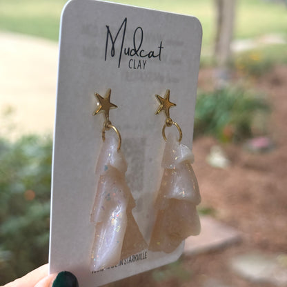 Opaque Christmas Tree Earrings