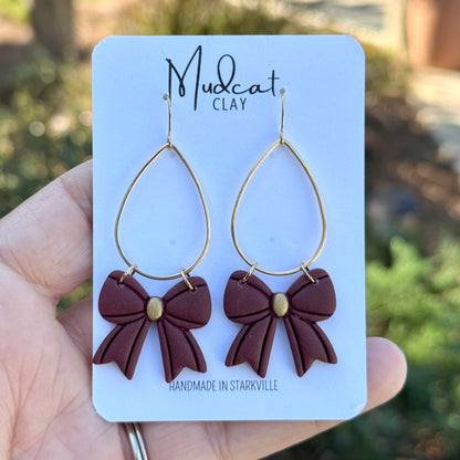 Maroon Bow Earrings | Various Designs
