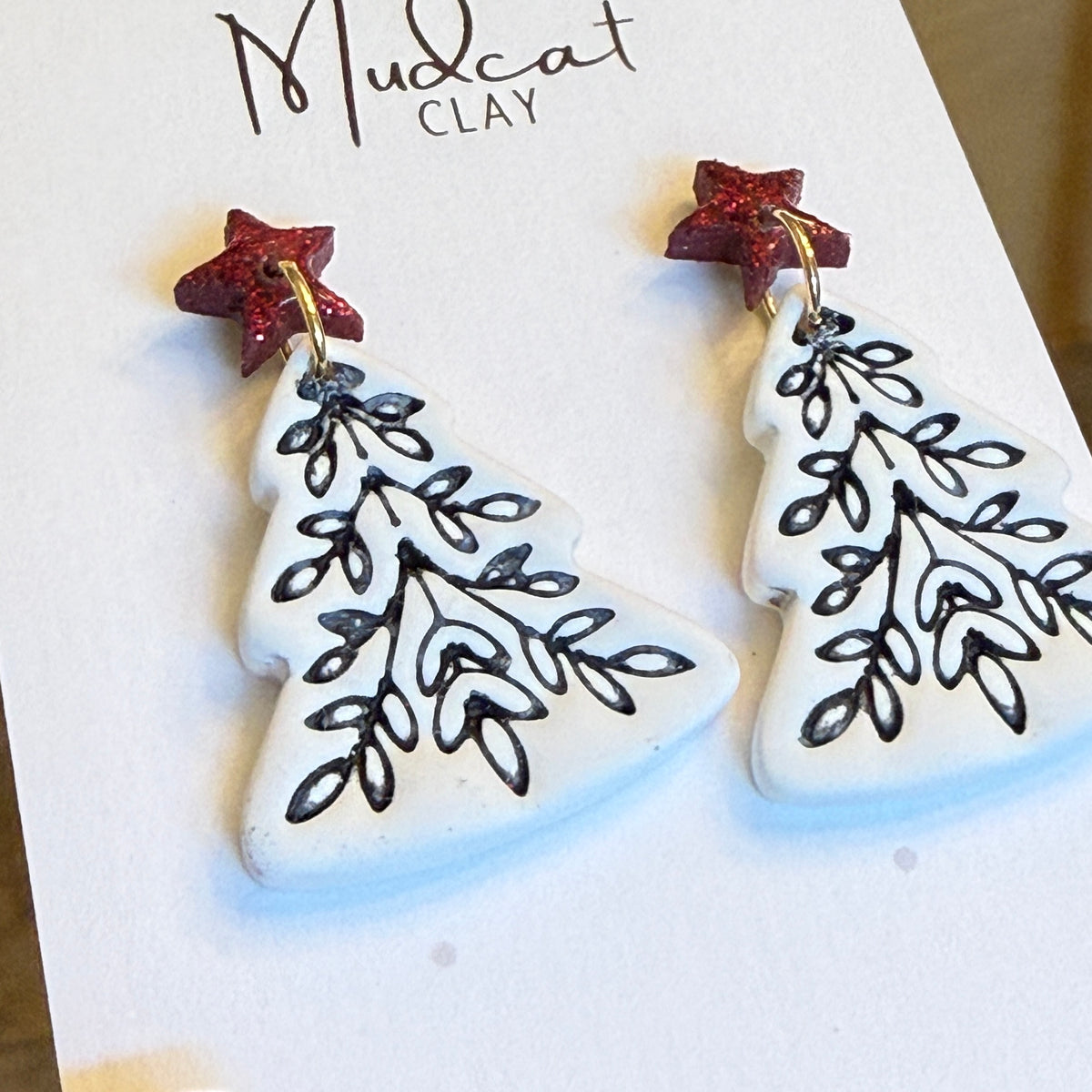 Large Intricate Christmas Tree Earrings