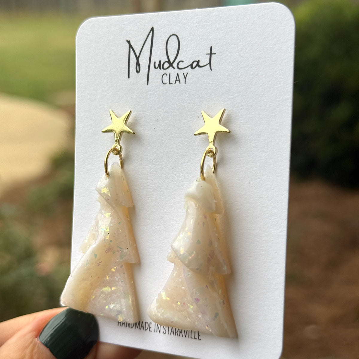 Opaque Christmas Tree Earrings