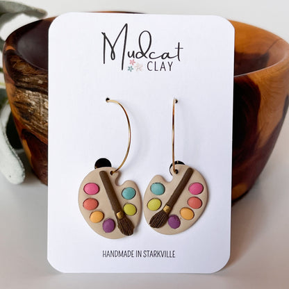 Artist's Paint Palette Earrings | Various Colors