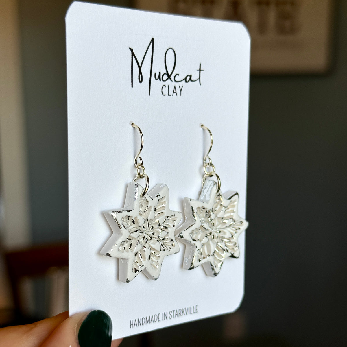 Embossed Snowflake Earrings