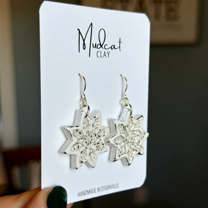 Embossed Snowflake Earrings