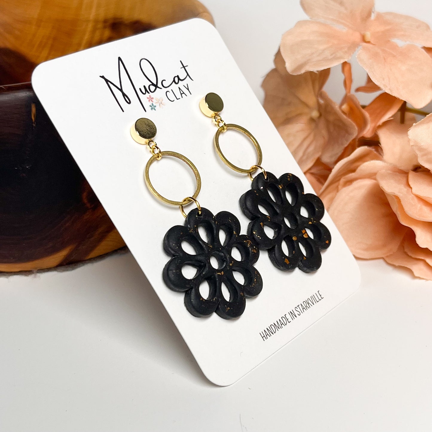 Hollow Flower | Black w/ Gold Accents