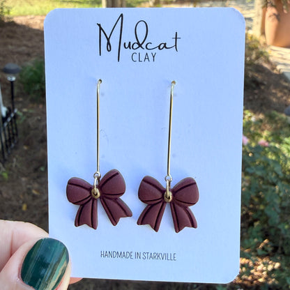 Maroon Bow Earrings | Various Designs