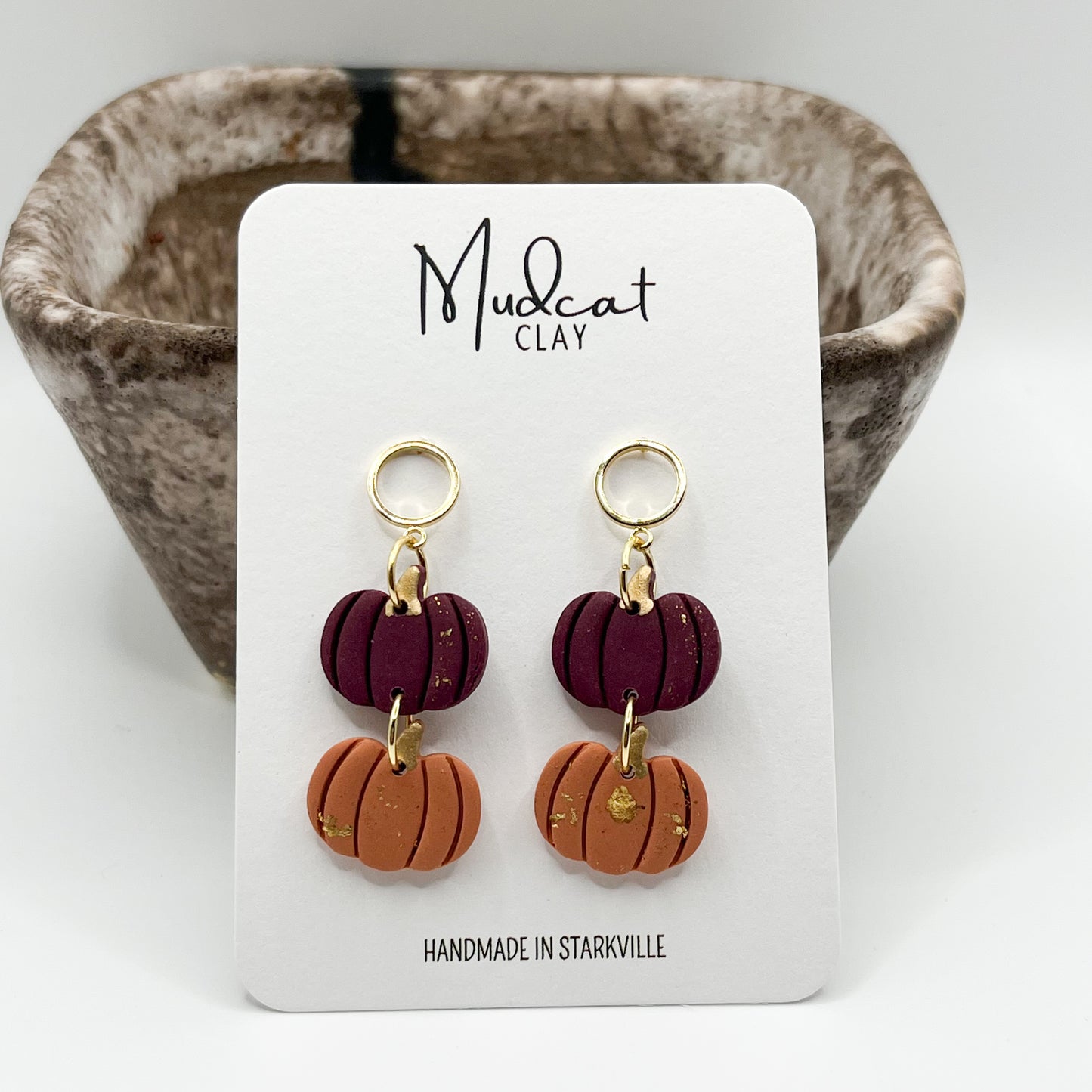 Maroon and Orange Stacked Pumpkins