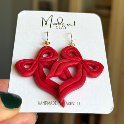 Betty | Red Ribbon Bow Earrings