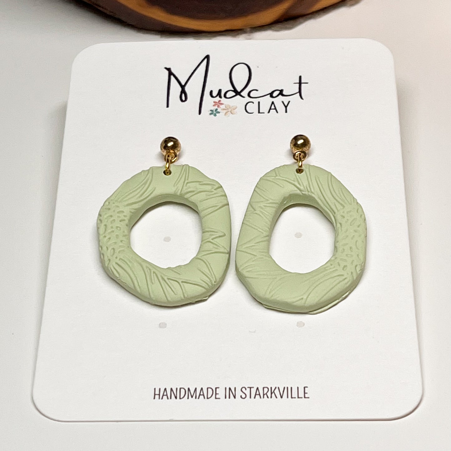 Organic Ovals | Pastel Green w/ Leafy Emboss