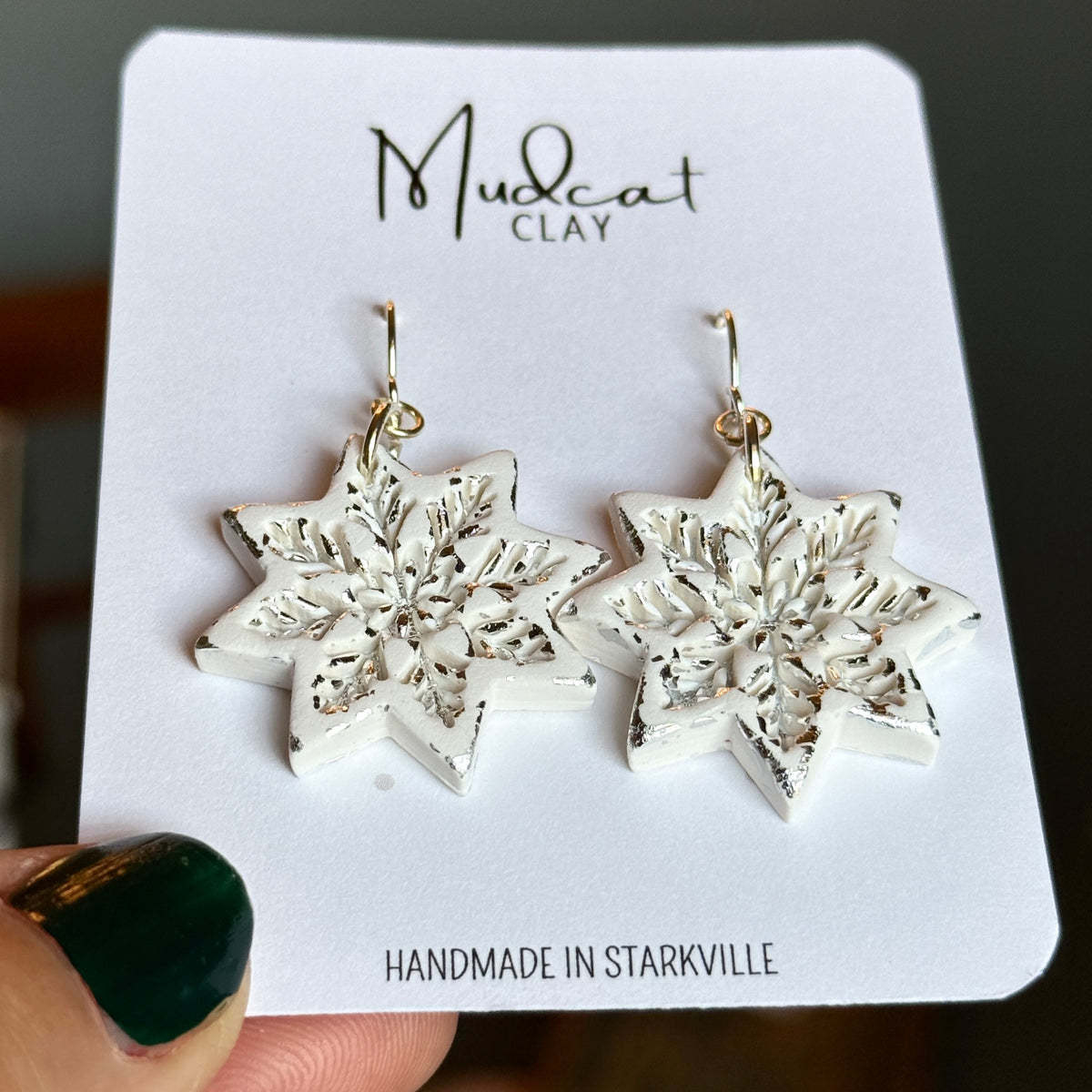 Embossed Snowflake Earrings
