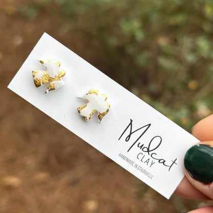 Angel Stud Earrings in Gold Leaf & Silver Leaf
