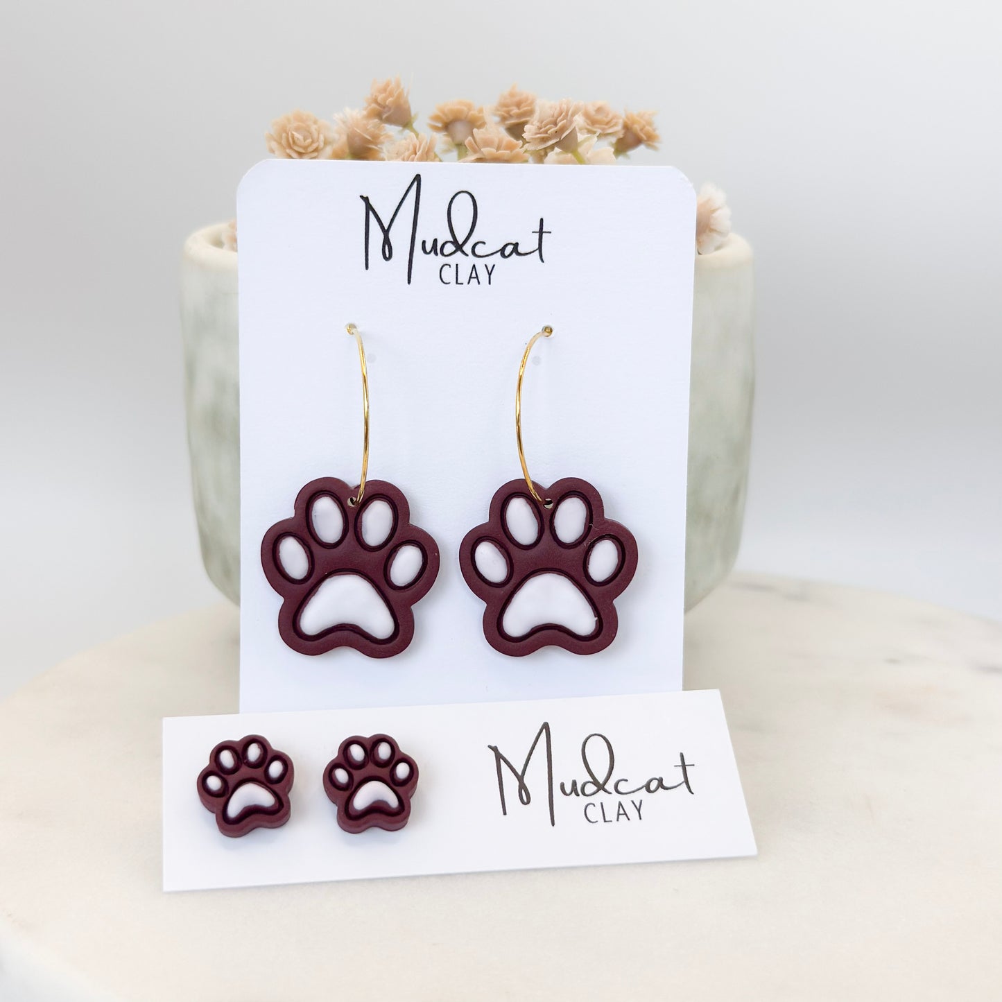 Embossed Dawg Paw Earrings