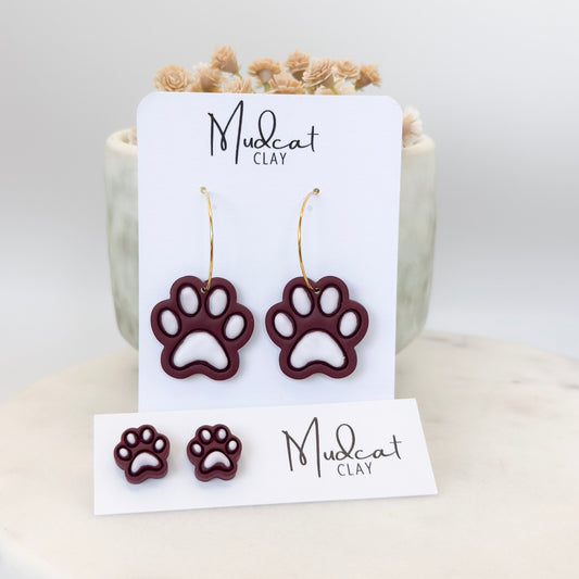 Embossed Dawg Paw Earrings