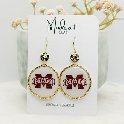 Mississippi State | M-State Banner Halo Earrings