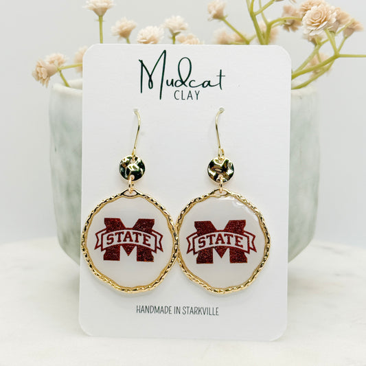 Mississippi State | M-State Banner Halo Earrings