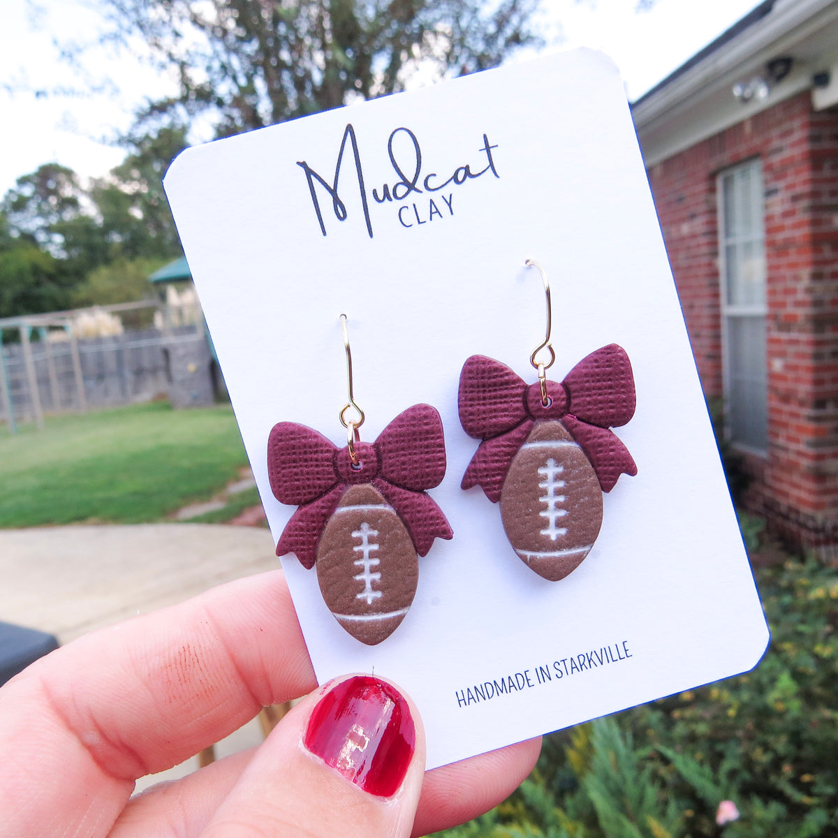 Footballs & Bows Earrings