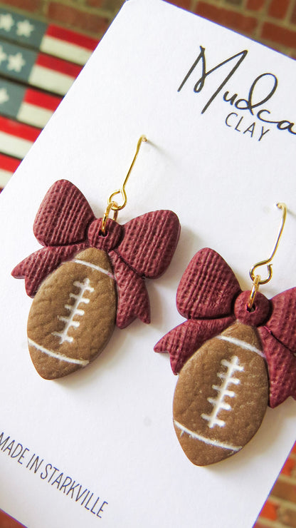 Footballs & Bows Earrings