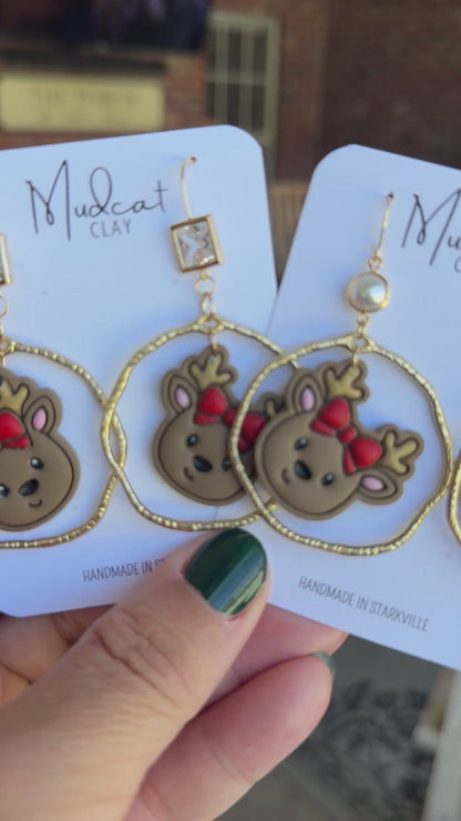 Reindeers, Bows, and Hammered Hoop Earrings