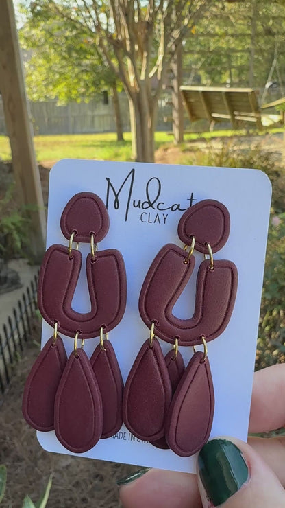 Maroon Chandelier Earrings