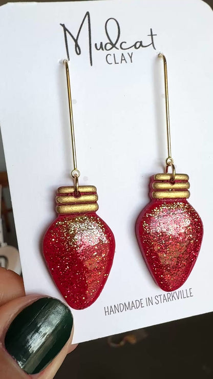 Large Christmas Tree Bulb Earrings