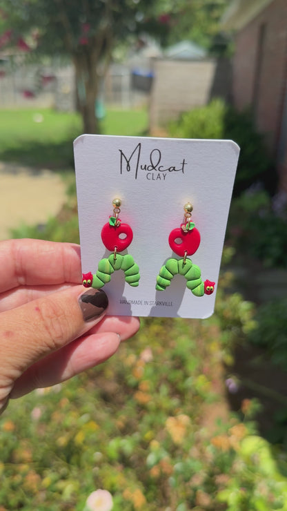 Hungry Caterpillar w/ Apple Earrings